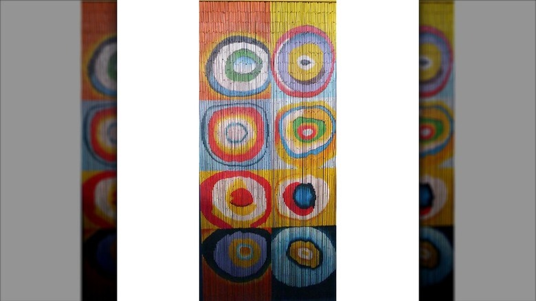 beaded curtain with colorful circles