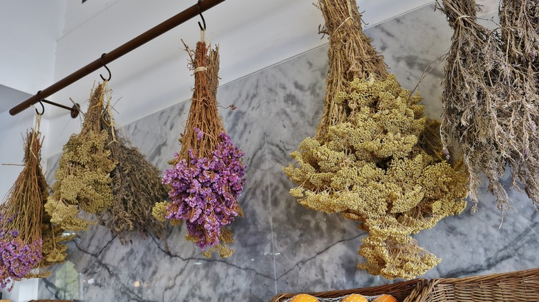 Dried flowers hanging upsidedown 