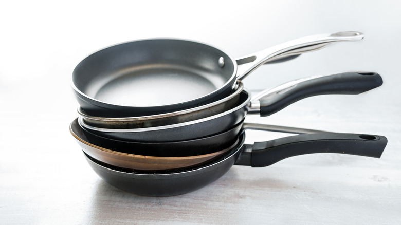 A stack of cooking pans