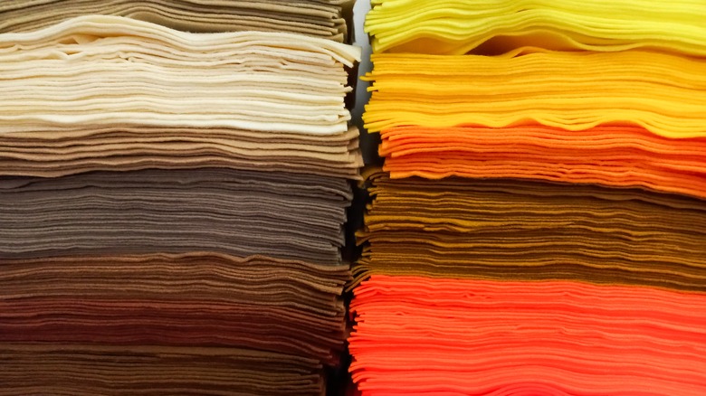Two stacks of felt squares