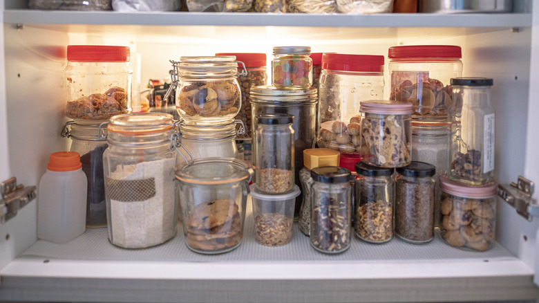 Spices in pantry cabinet