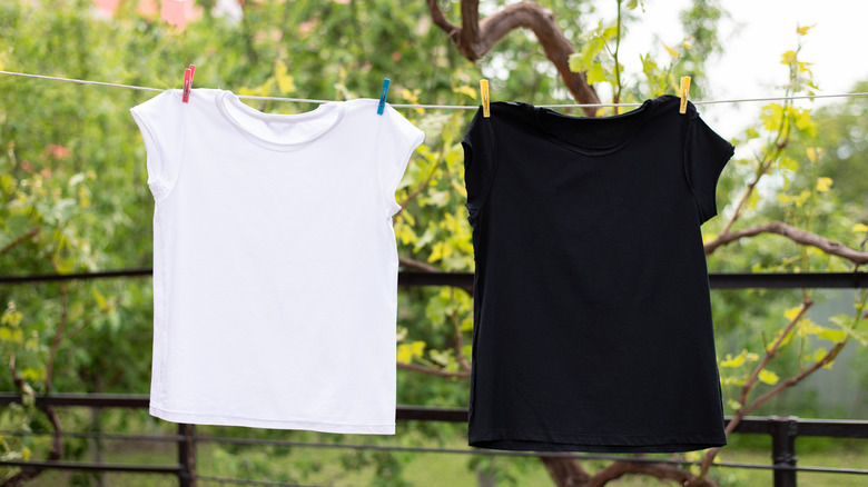 clothes drying outside with space