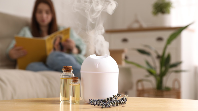 Essential oil diffuser with lavender scent