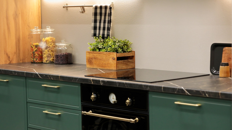 Stylish black laminate stone look countertop