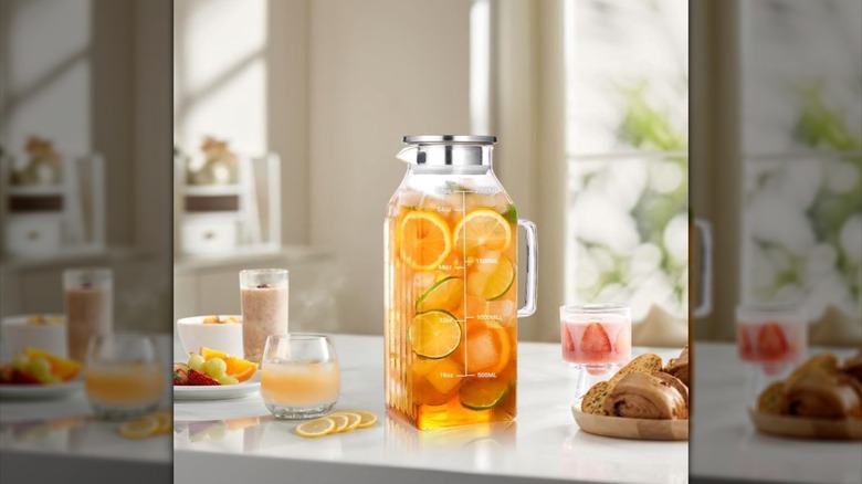 Aofmee pitcher on counter with citrus drink