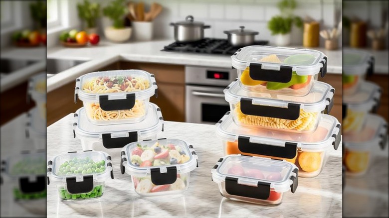 HOMBERKING glass food storage containers with food