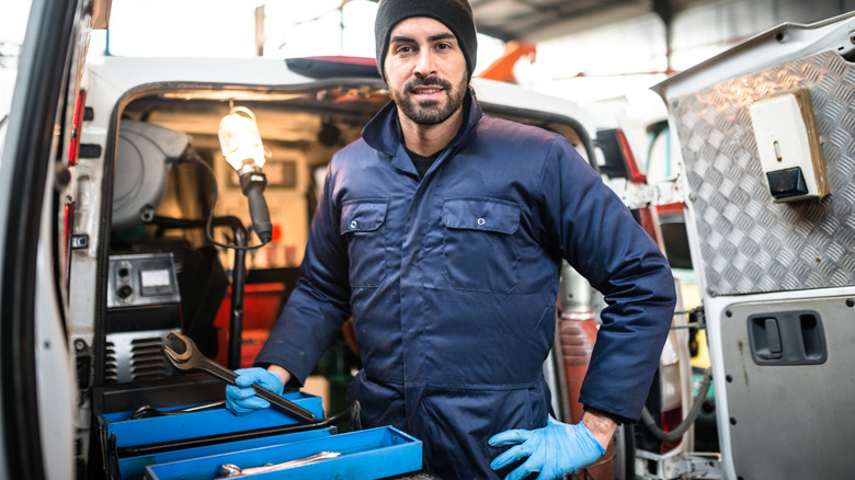 plumber in truck