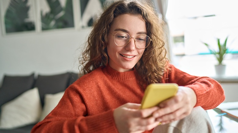 woman checking online sites