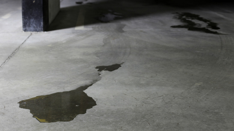 gas spill on a garage floor