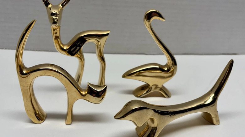 Midcentury modern brass animals