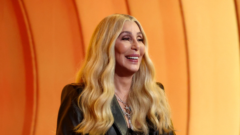 Cher with long, wavy blond hair at the Grammy Awards