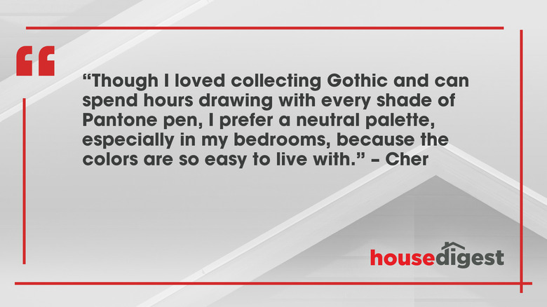 A graphic featuring Cher's quote about neutral palettes and the House Digest logo
