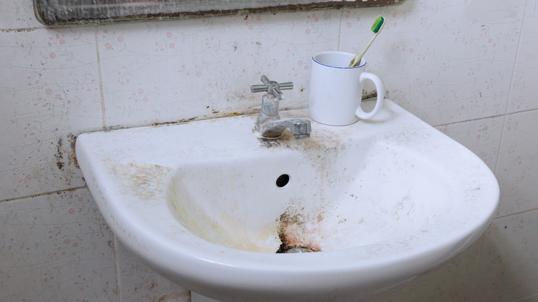 Mold around bathroom sink