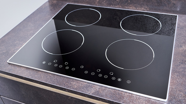 Glass stovetop with counter