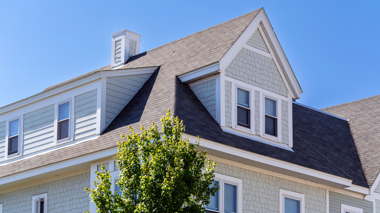 Suburban house with shingled roof
