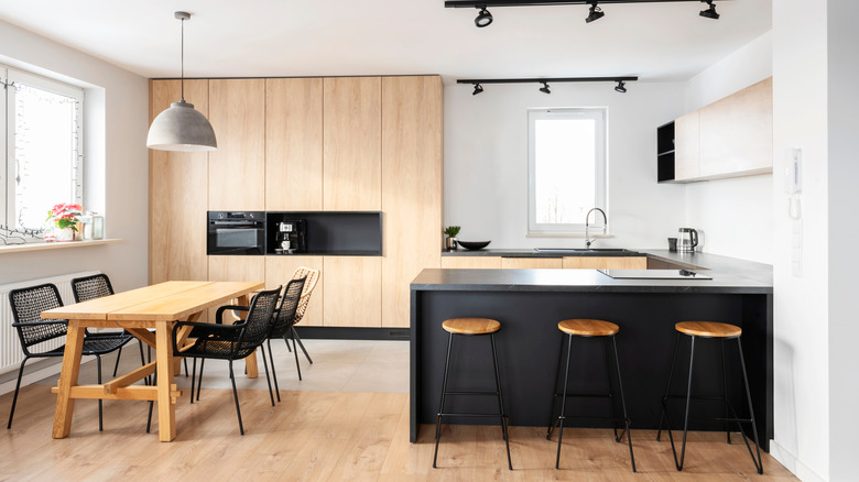 Black and wood kitchen