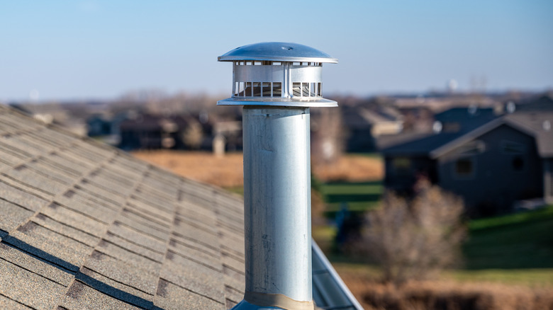 Metal roof vent on a roof.