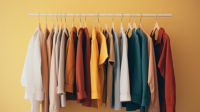 Shirts hanging on clothing rack