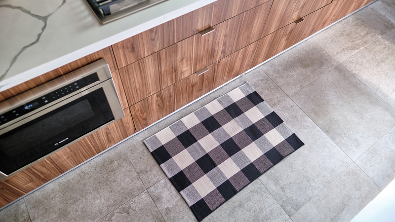 A kitchen floor from above