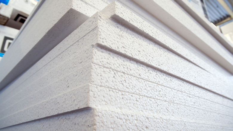 Stack of polystyrene foam sheets