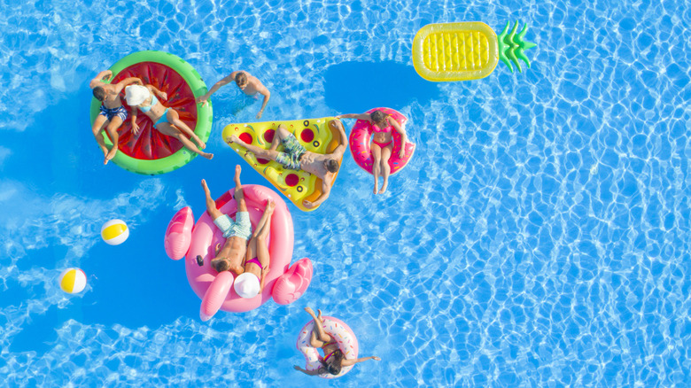 pool floaties in a pool