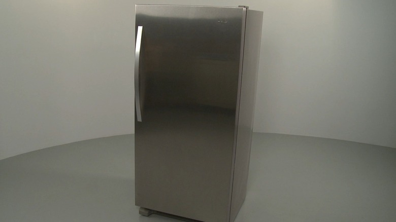 The Whirlpool sidekicks fridge in an empty room