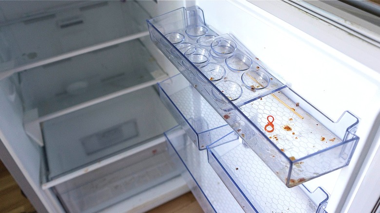 Stains inside empty refrigerator