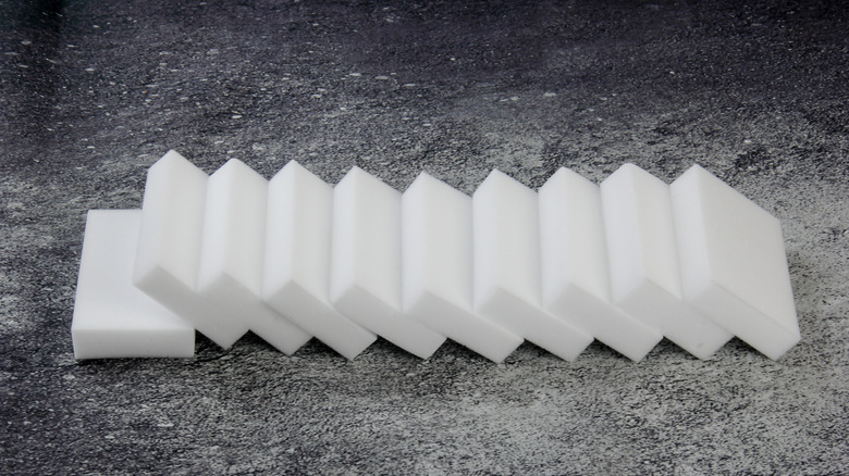 Several white melamine sponges