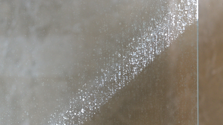 shower glass with hard water stains
