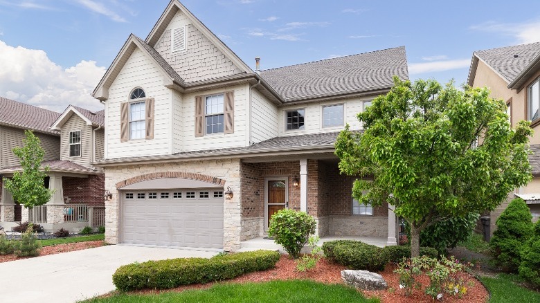 Home with beautiful landscaping 