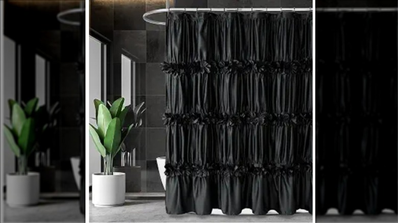 A black bow-bedecked shower curtain from Homechoice Decor