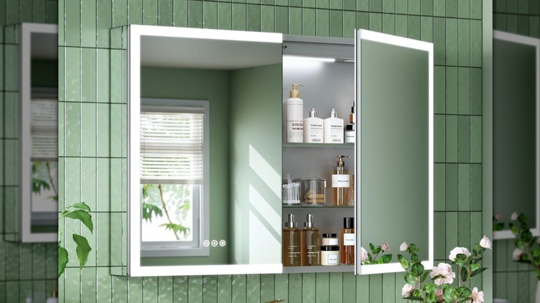 The TIFULLHOME defogging bathroom medicine cabinet mirror.