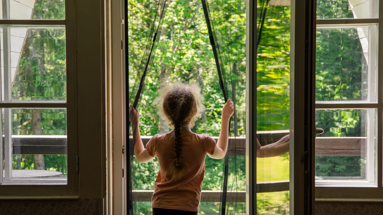 Child opening magnetic screen door