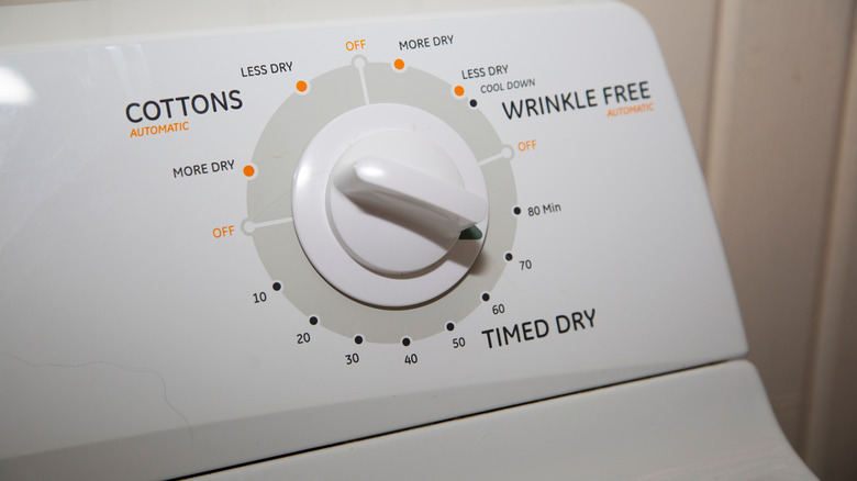 control knob on white dryer