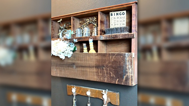 Repurposed thrift find as DIY shelf