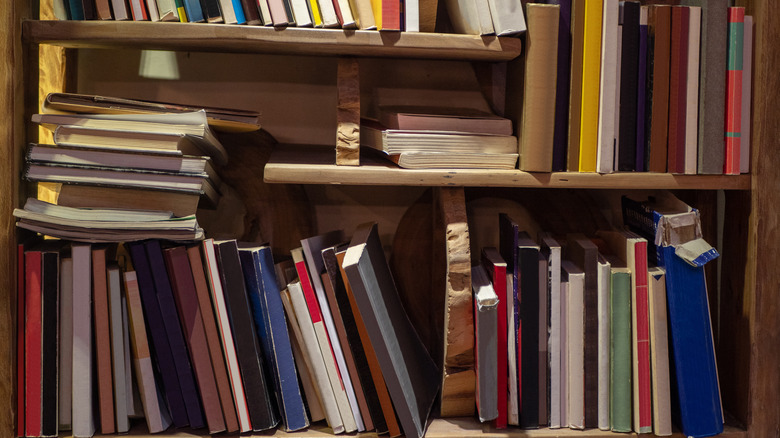 Messy bookshelf