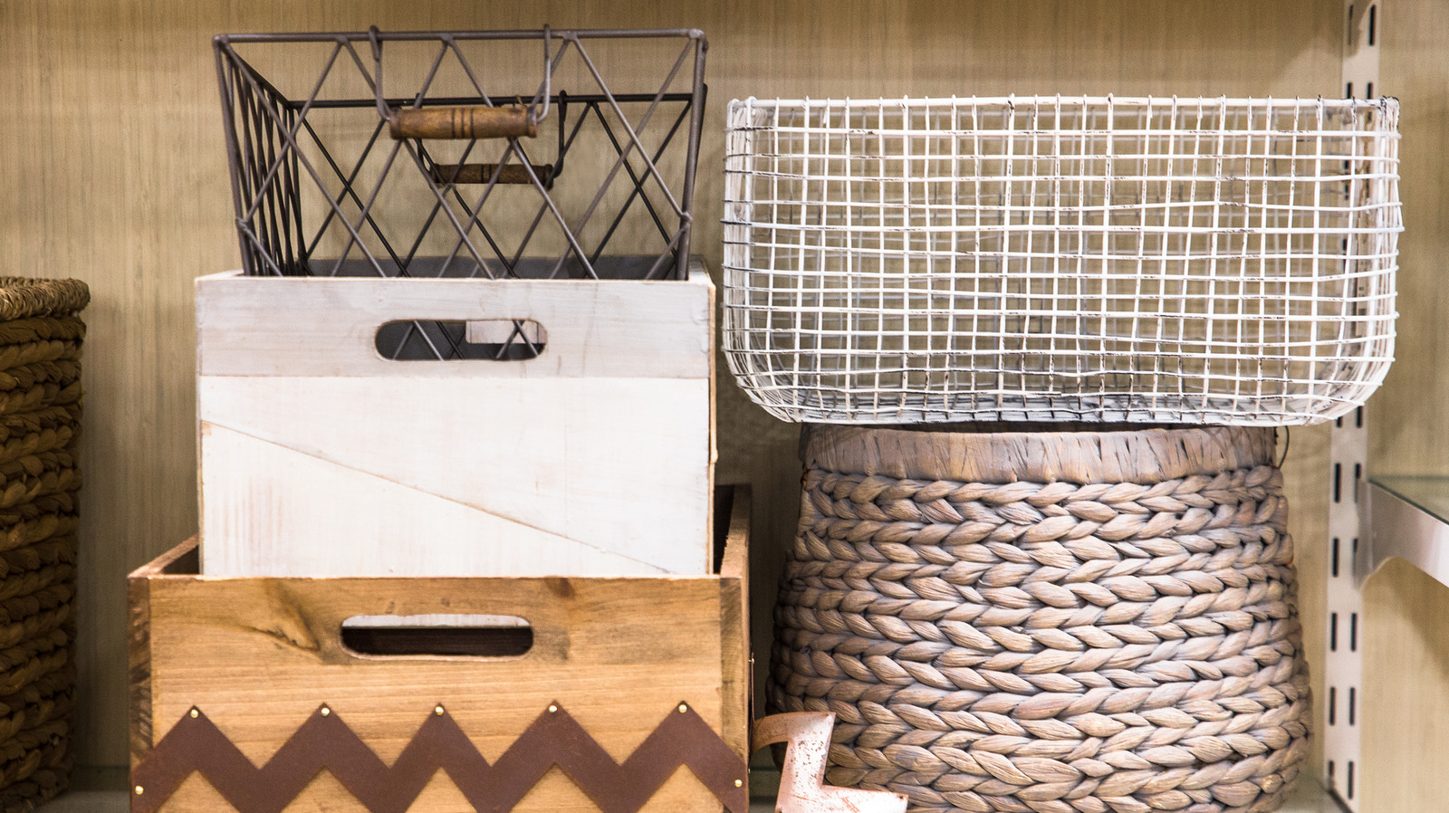 Repurpose Thrifted Wire Baskets Into A Chic Storage Shelf For Your Home