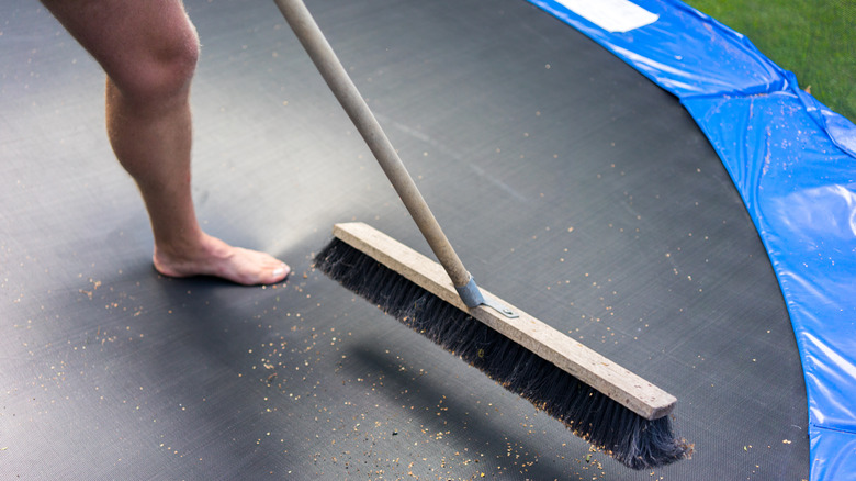 Sweeping a trampoline