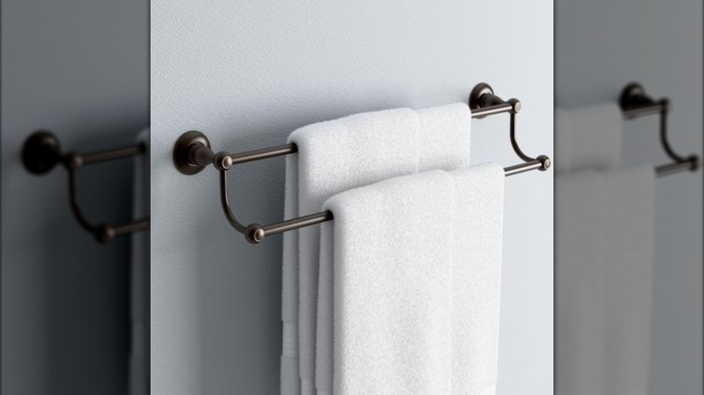 Porter wall mount double towel bar with towels