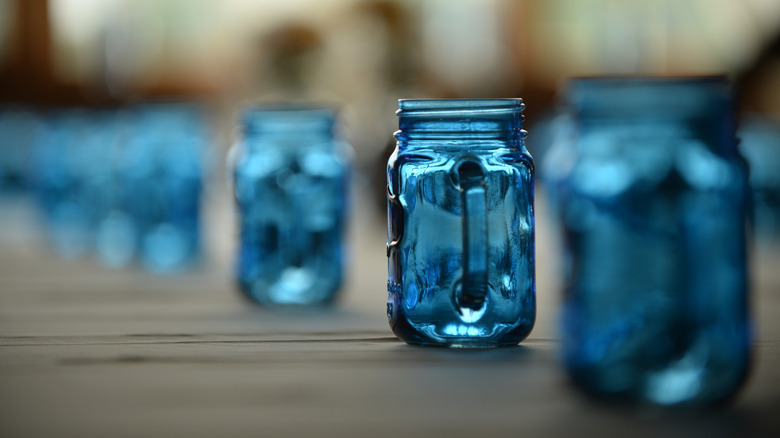 A group of old Mason jars