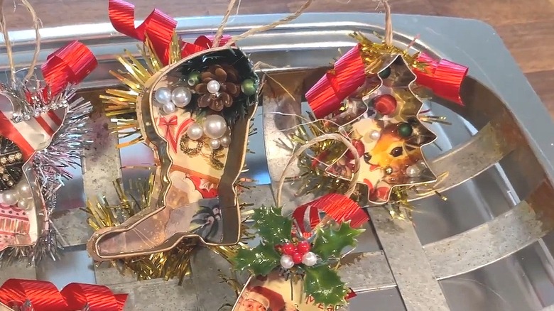 Vintage-style holiday ornaments made from cookie cutters