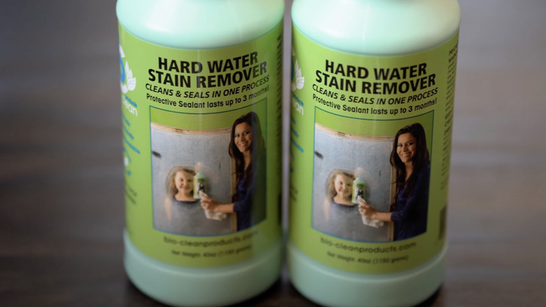 Two bottles of Bio-Clean Hard Water Stain Remover on a table