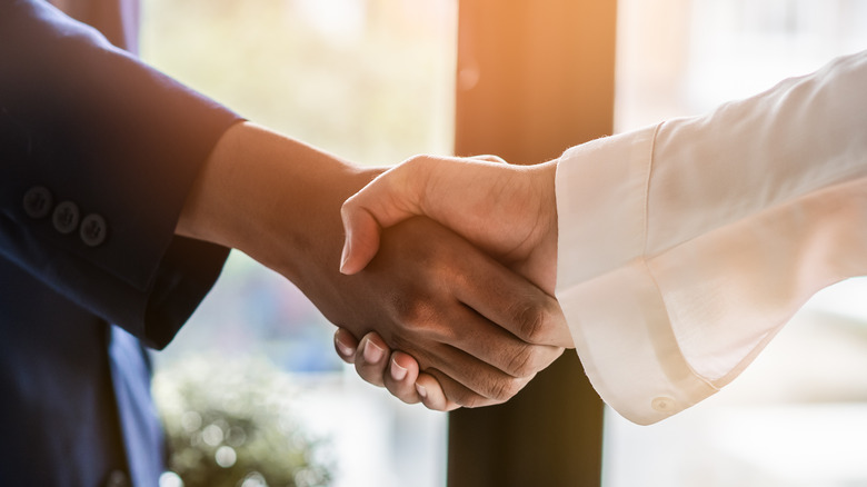 Two people shaking hands