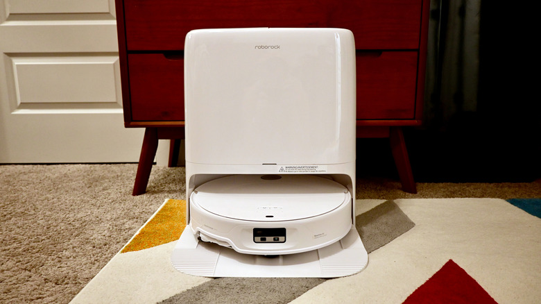 The Roborock Qrevo Edge 3 Pro robot vacuum and mop resting in its docking station