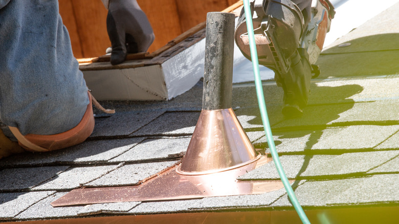 copper flashing around plumbing vent