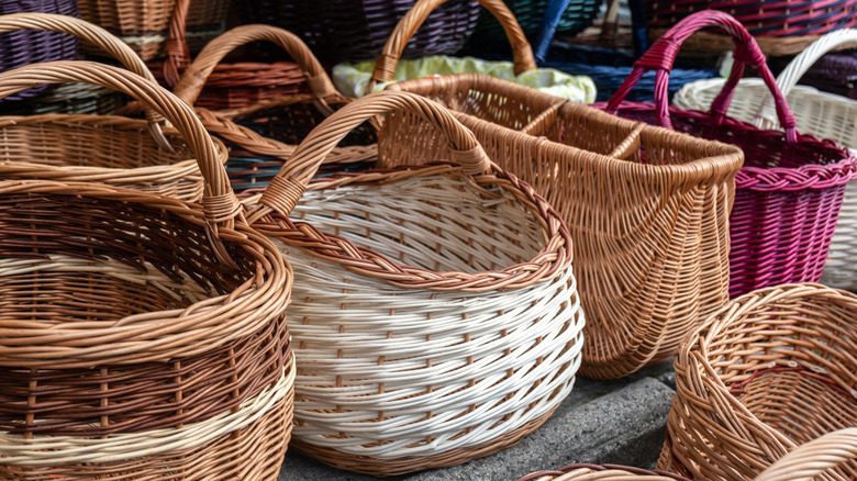 Various types and shapes of baskets for sale