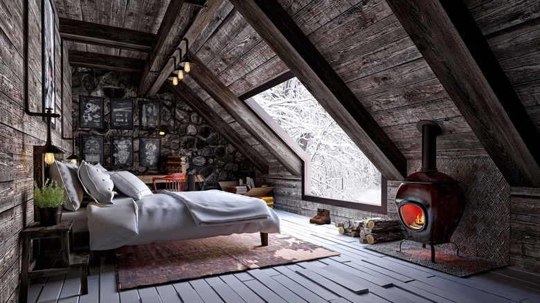 Log cabin attack bedroom