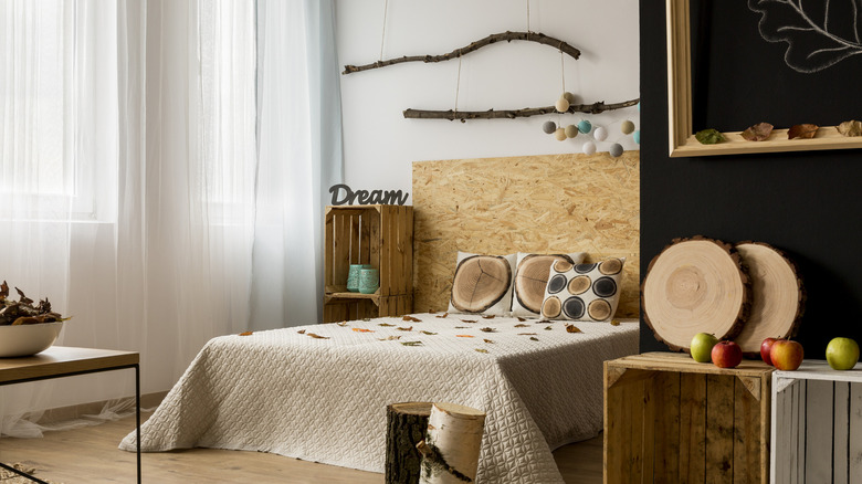 Rustic bedroom wood accents