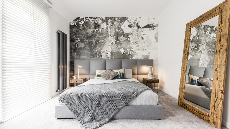 Large rustic mirror bedrooom