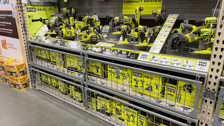 Ryobi tools in a HomeDepot